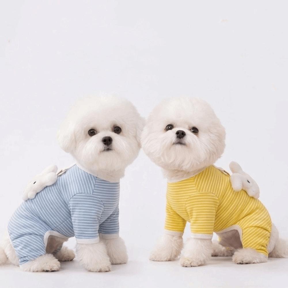 Soft Pet Four Legged Clothes Warm Pet Belly Cover Pet Sleepwear Dog Striped Jumpsuit  Home Wear
