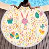 Cartoon Easter Egg Round Beach Towel with Tassels Roundie Yoga Meditation Mat Picnic Rug, Sand Proof Absorbent Circle Swim Towel
