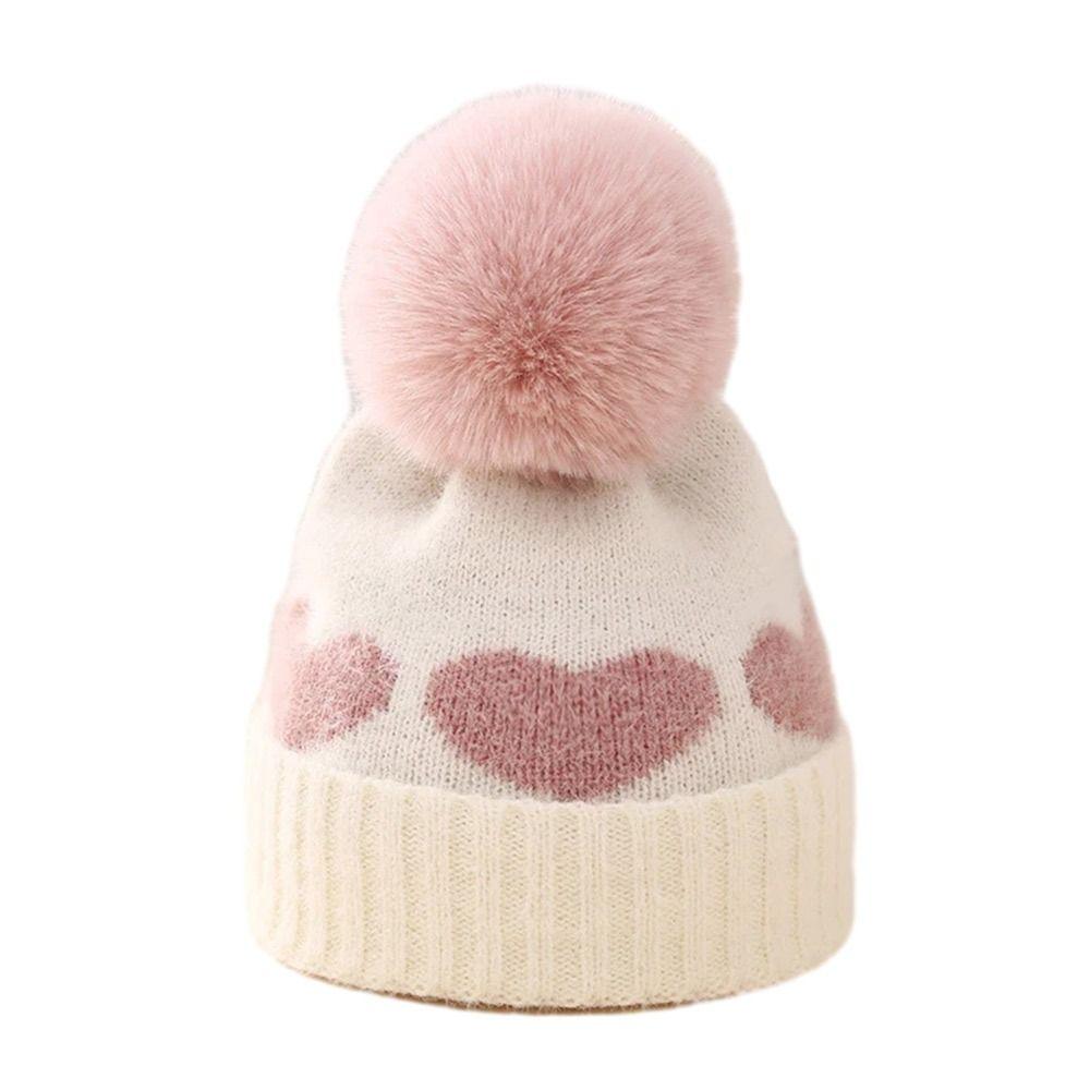 

Pompom Baby Knitted Hat Faux Fur Kids Hat Autumn Winter Beanie Cap Girls Boys 0-12 months білий