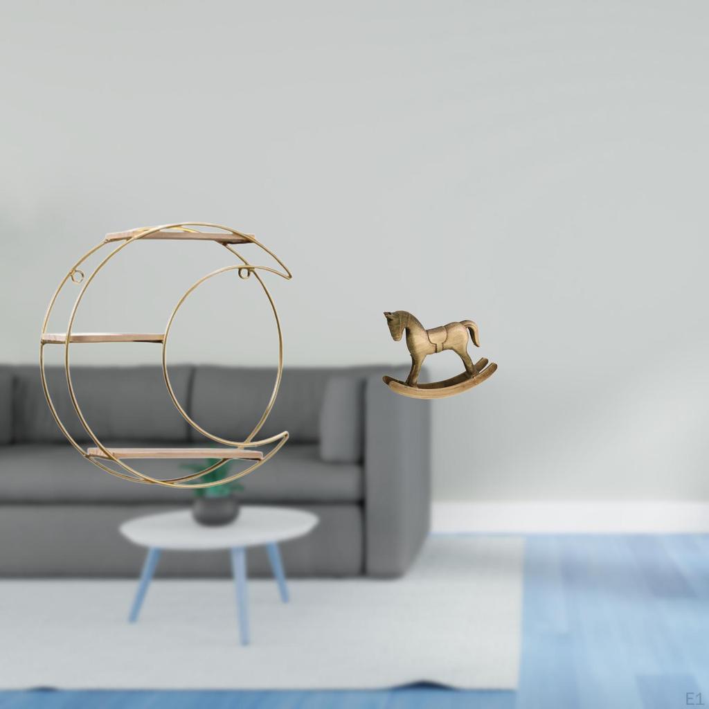 Modern Multifunctional Wall Mounted Shelf with Artistic Retro Rocking Horse Wood Sculpture