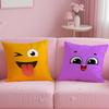 Funny Emoji Cushion Cover Soft Short Plush Double-Sided Printing Home Decor Machine Washable Pillow Case Gift
