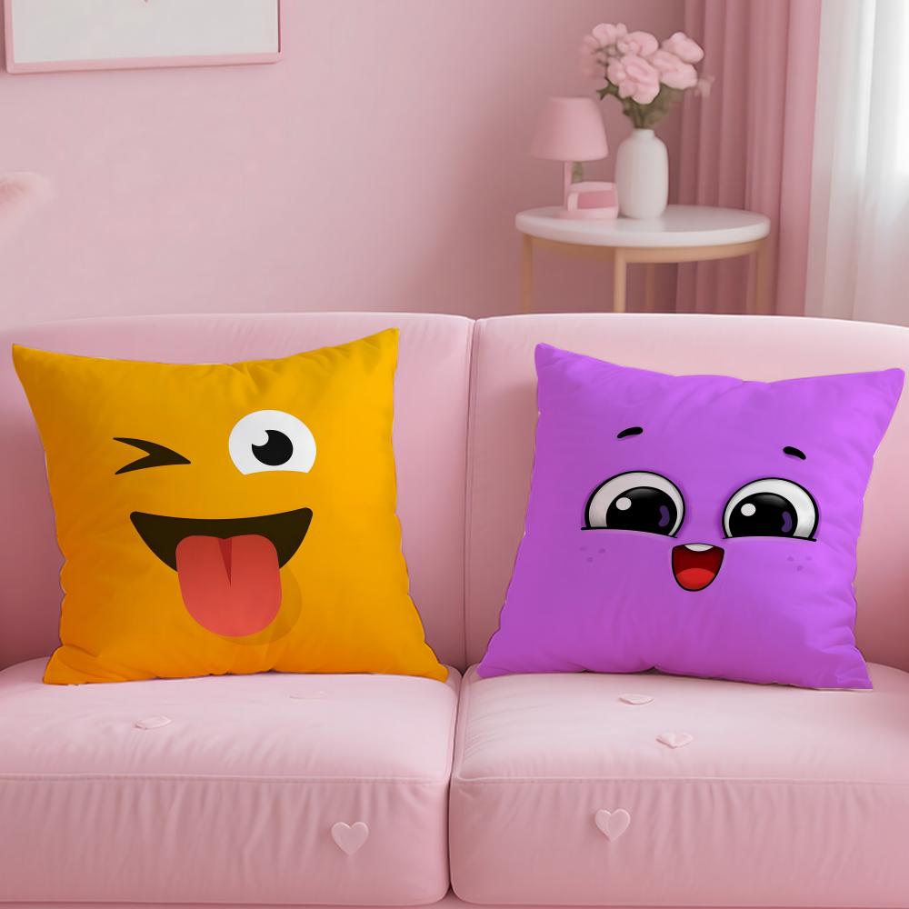 Funny Emoji Cushion Cover Soft Short Plush Double-Sided Printing Home Decor Machine Washable Pillow Case Gift