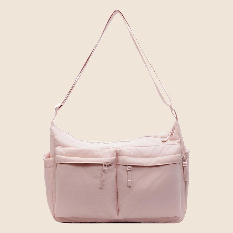 General Leisure Satchel Single Shoulder Crossbody Bag Multi-pocket Waterproof Large Capacity Nylon Cloth Bag