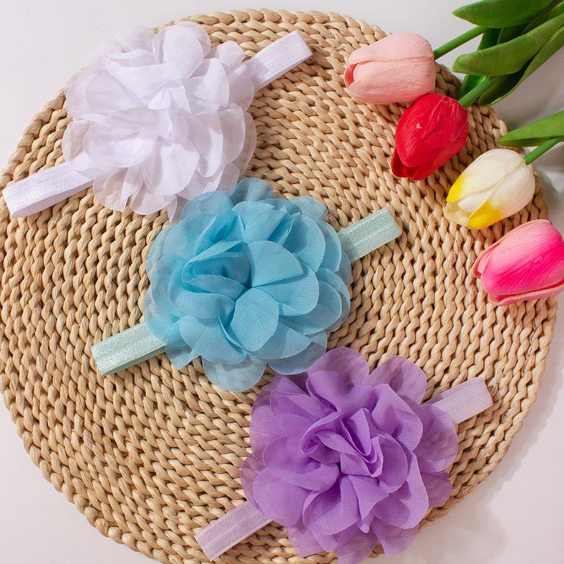 New baby headband, cute solid color flower children's headscarf, thin baby hair accessories in summer