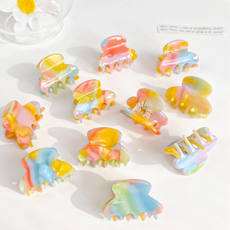 Sweet And Delicate 3CM Mini Arc Small Hair Clip Simple Colorful Acetic Acid Shark Clip Hair Accessories For Woman Girls