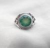 Prehnite 925 Sterling Silver Ring: Green Gemstone Boho Statement Jewelry