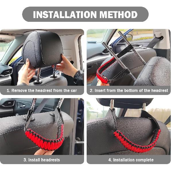 IHOTDER 2PCS Headrest Grab Handle for Cars,Removable&Durable Rear Seat Grab Handles for Trucks Cars SUVs Pickups,Universal Interior Car Accessories