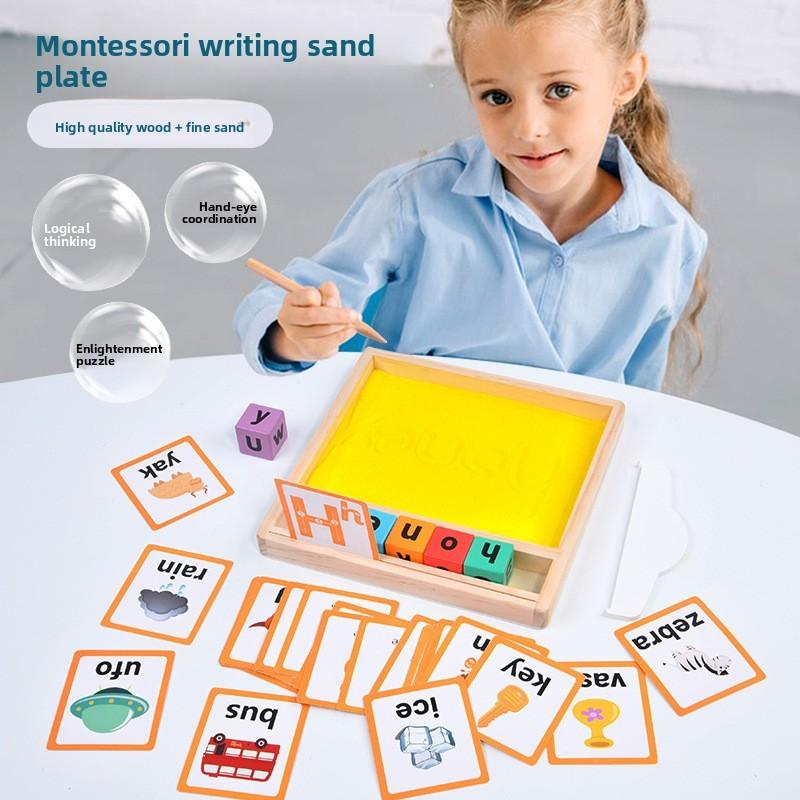 Letter Words Spell Wooden Sandboard Learning Toy For Early Childhood Education