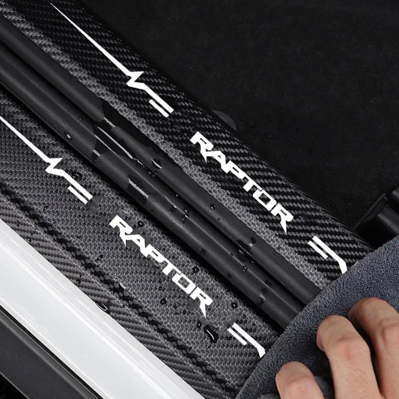 AAANF1 Car Door Sill Protector Stickers For Ford Raptor Logo Badge Waterproof Decals Guard Plate Bumper Anti-Scratch Auto Accessories