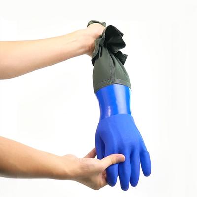 Kuchyňské gumové rukavice Dlouhé rukavice pro vodní průmysl Dlouhé rukavice 70 cm s chrániči paží Tlusté rukavice Zahradnické voděodolné rukavice