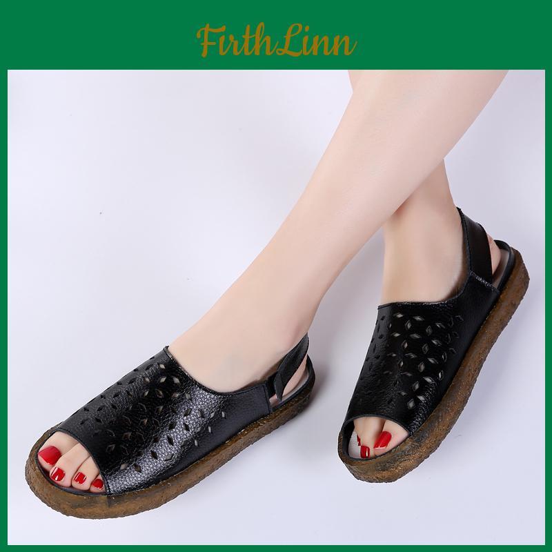 Casual Sandals Outdoor Roman Women Leather Shoes Over Sized Hollow Open Toe Summer Shoes For Girl