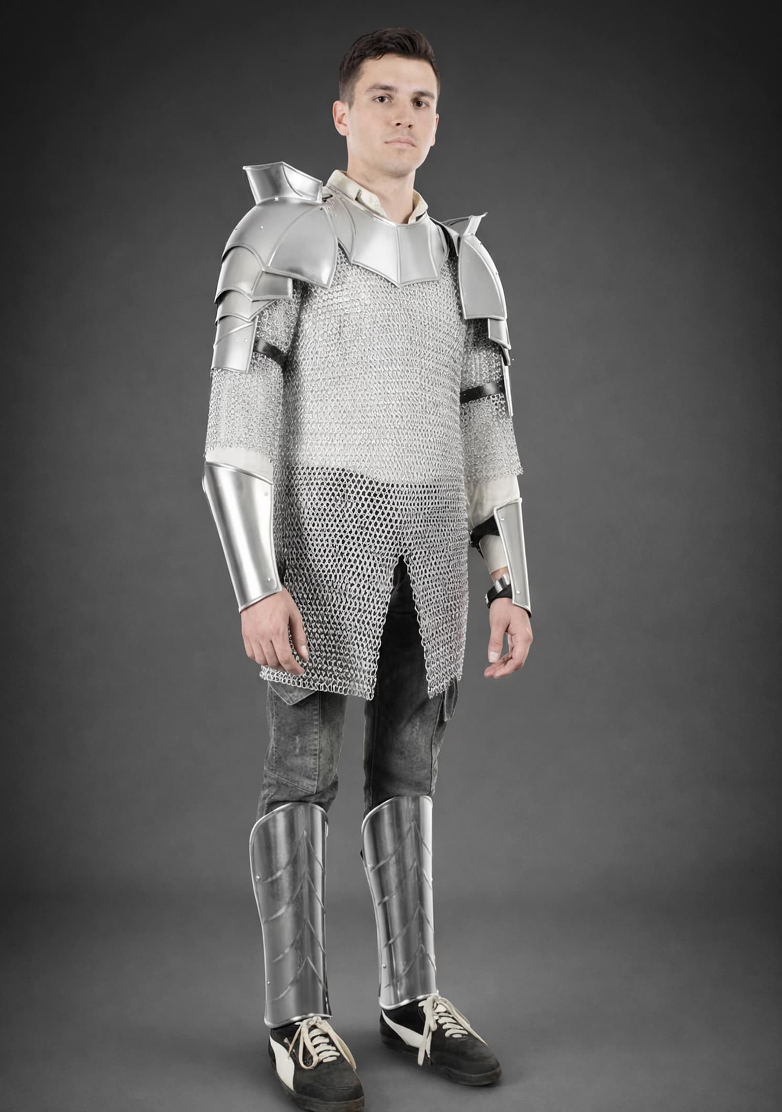 Men s Full Knight Armor Set Steel Medieval Warrior Suit with Pauldrons LARP Cosplay Costume