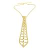 Elegant Tie Necklace with Sparkling Rhinestones for Formal Occasion Uniform Tie Punk Jeweled Chain Tie