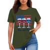 Women's Round Neck Casual Independence Day Printed Short Sleeve T-Shirt Top