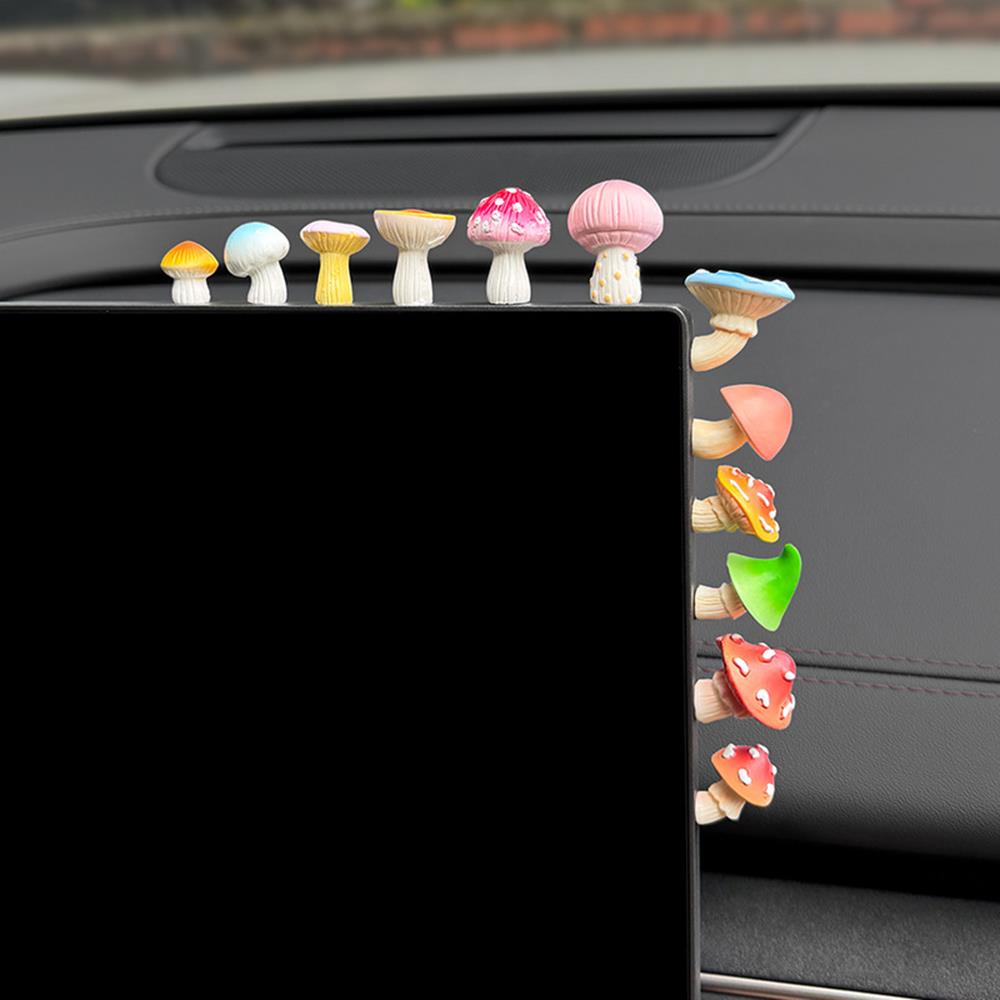 6PCS Mini Resin Mushroom Ornament Garden Bonsai Potted Decor Car Desk Computer Accessories Plant Bonsai Craft Decor Ornament Kit