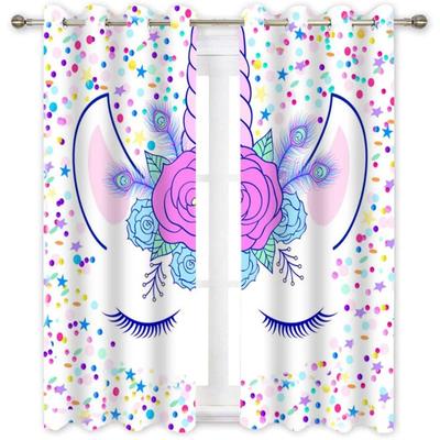 Tende Animali Fiori Unicorno e Stelle Carini Pannelli Tenda Finestra Lussuose Tende per Arredamento Casa per Soggiorno