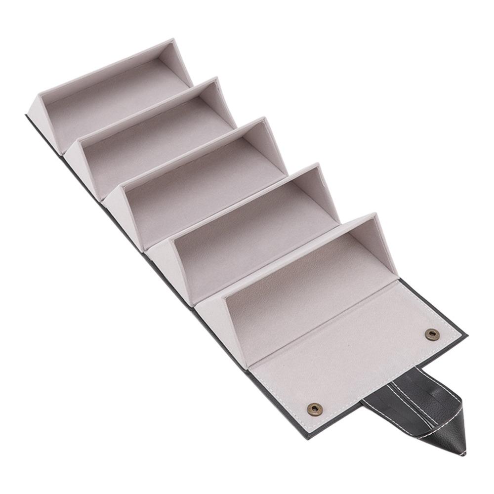 PU Leather Sunglasses Organizer Case Multiple Slots Foldable Design Travel Glasses Case 5 Slots Roll Up Design