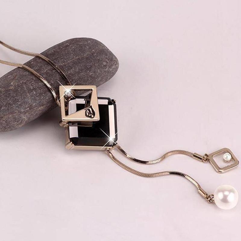 New Arrival Long Necklaces for Women Fashion Gray Crystal Choker Collier Femme Statement Necklaces & Pendants Accessories