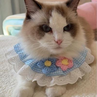 Floral Lace Cotton Pet Bib Collar for Cats and Dogs