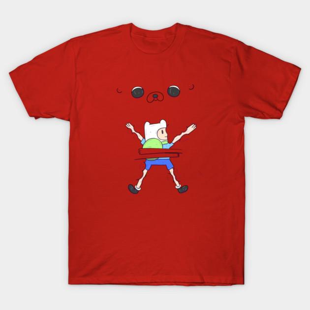 Asian Size Men Black Print T-shirt Adventure Time - Bro Hug No-Cut Heat Transfer Print Cotton Tshirt