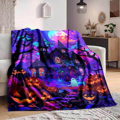 1 Stück Halloween Spukdecke, Leichte Flanell-Kuscheldecke für Sofa, Bett, Reisen, Camping, Wohnzimmer, Büro, Couch, Stuhl und Bett