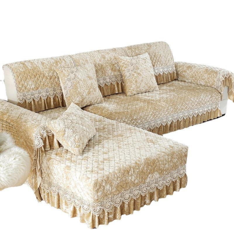 Herbst und Winter Europäischer Goldsamtrock Sofakissen Einfache Kombination Sofa Verdicktes Anti-Rutsch-Sofakissenbezug Handtuch