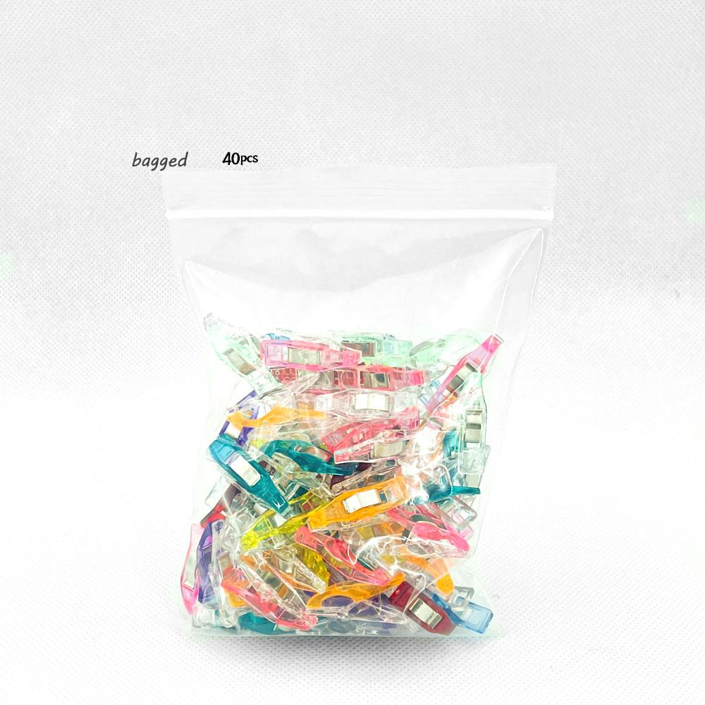 

40 шт цветной зажим, пластиковые фиксированные зажимы, зажимы для шитья, одеяла, переплетные зажимы (в мешках/коробках) bagged 40pcs