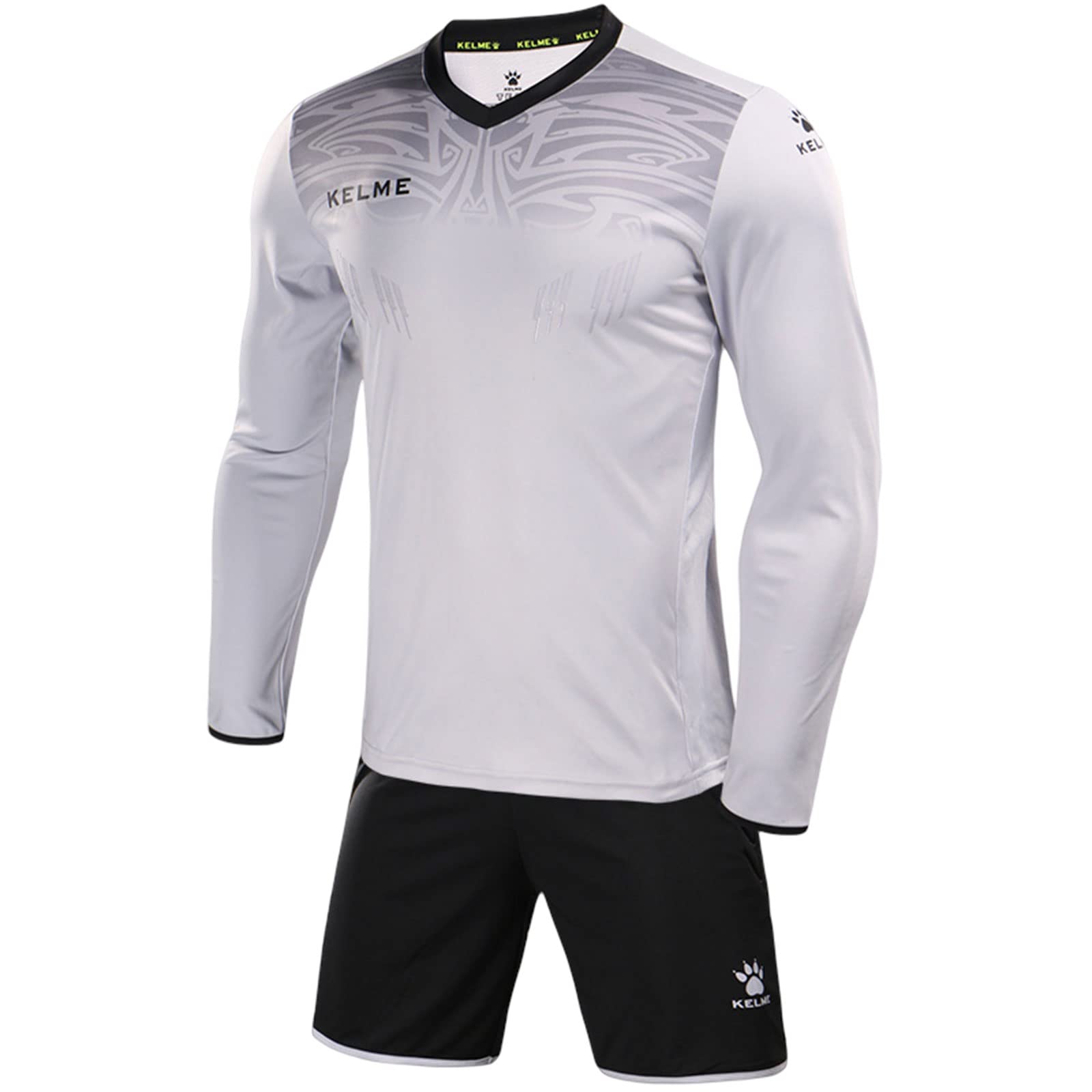 

Kelme Men s Goalkeeper Jersey Set, Long Sleeve, Soccer Goalkeeper Training Wear, Light Gray, Size 2XL