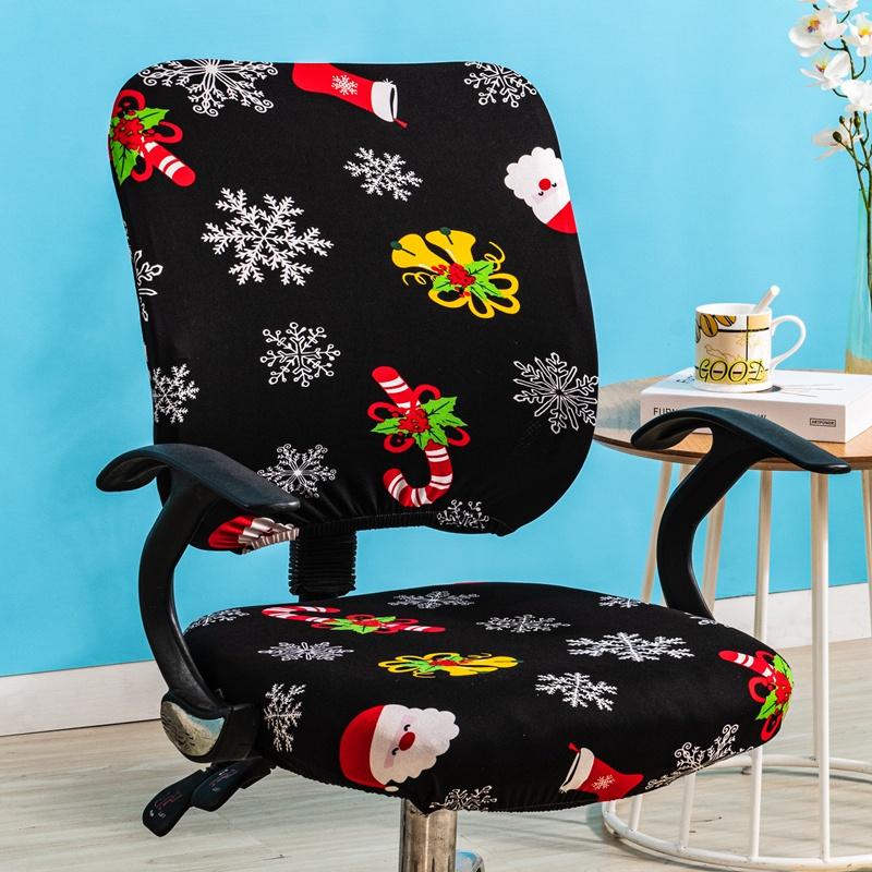 Print Armchair Cover Elastic Spandex Computer Seat Cover Modern Office Rotating Split Chair Cover Washable 2Pcs/Set