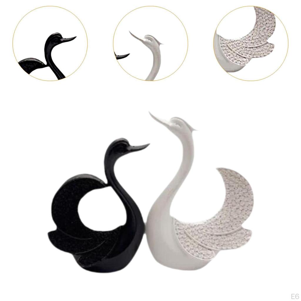 2 Stycken Svanstatyer Djurfigurer Kreativa Festfavörer Valentinsskulpturer Hartsdekorationer