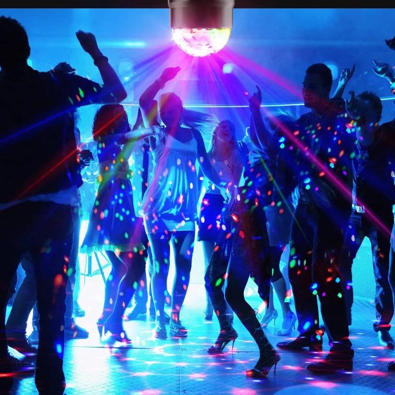 RGB Sound Activated LED Disco Ball Light with Remote Control Rotating DJ Stage Lamp for Home Car Party Club Christmas Decoration