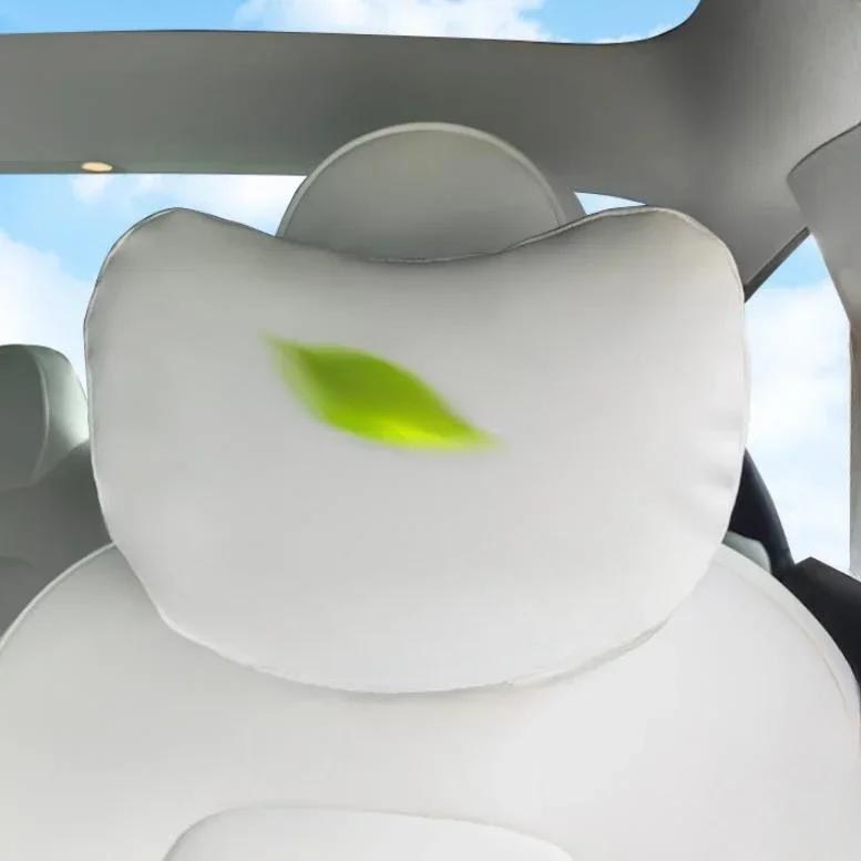 For Tesla Model 3/Y/X/S Car Seat Headrest Neck Pillow Headrest support High-quality leather Seat Protect Cover car accessories