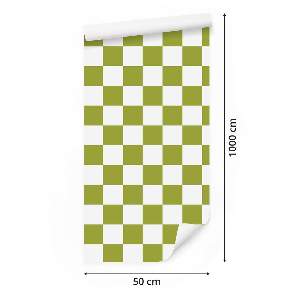 Checkerboard Wallpaper in Yellow, White, Cream and Beige for Living Room and Bedroom 50x1000