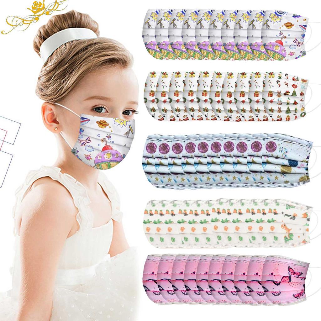 Children's Cartoon 5 Mixed Disposable Three-Layer Protective Cover 50pcs