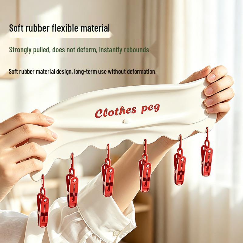 Portable Folding Clothes Hanger with Multi-Clips for Travel, Hotel & Business Trips - Soft Rubber for Drying Underwear & Socks