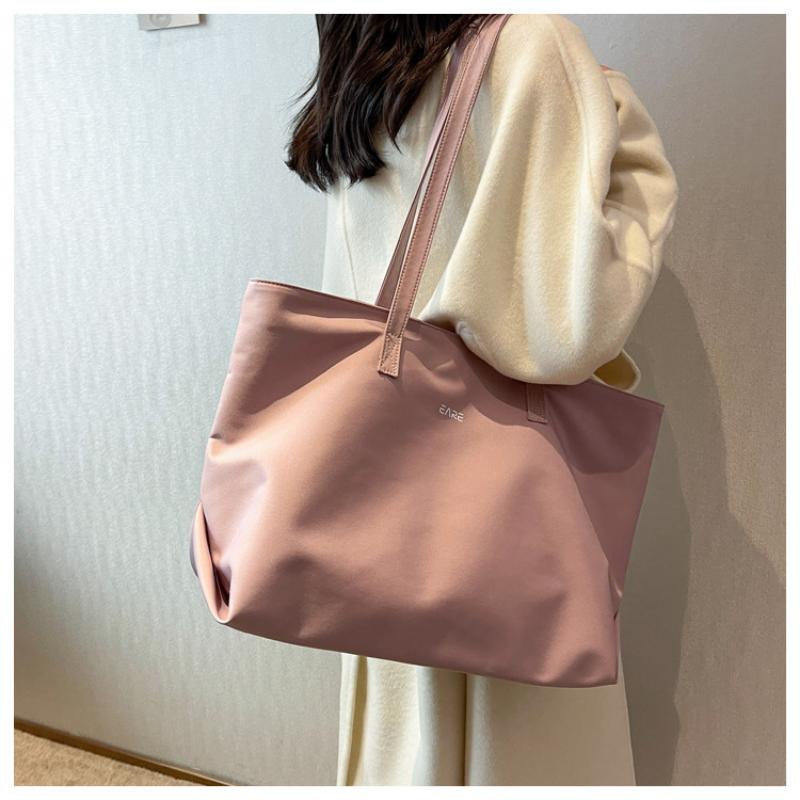 Solid Colored Cloth Bag Female Student Shoulder Bag Simple and Large Capacity Tote Bag Commuting Handbag