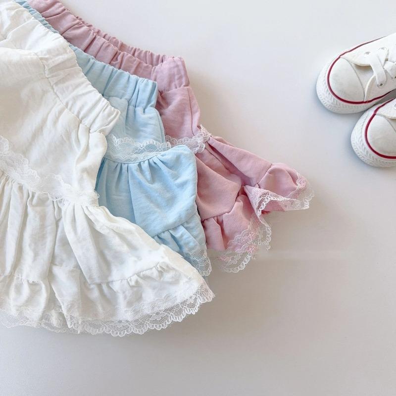 Meia Saia Feminina Estilo Coreano Primavera Verão Renda Versátil Babado Saia Curta Infantil