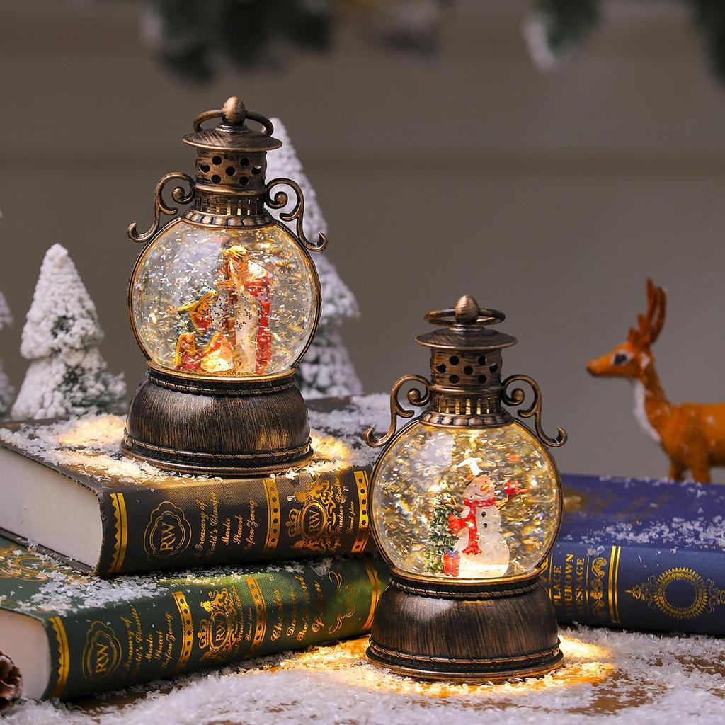 USB Concert Snow Globe Christmas Ornament - Luminous Resin Lantern with Golden Horse
