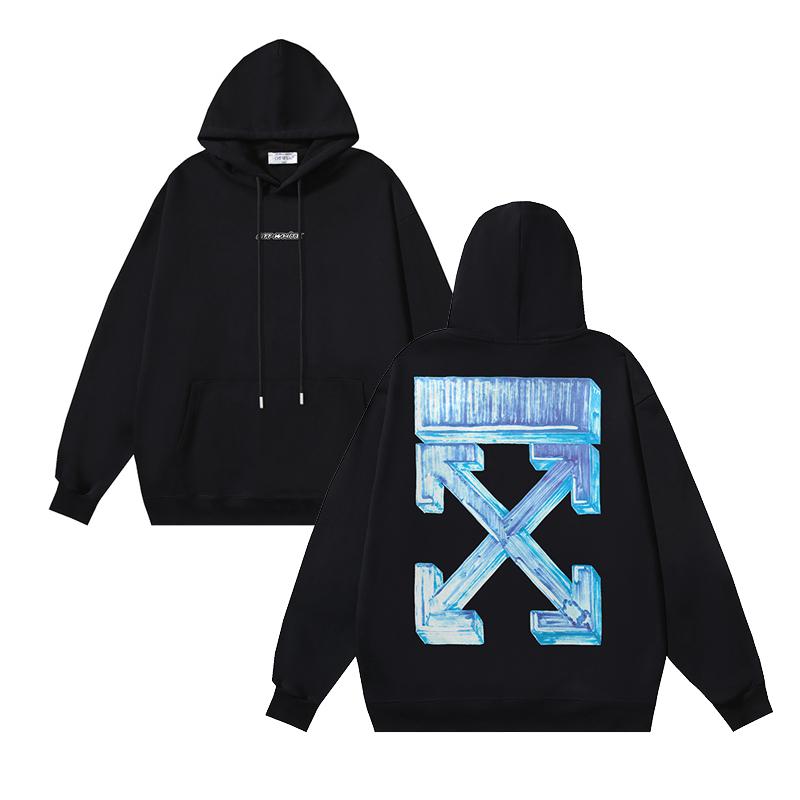 1237 Off-White 2025 Autumn and Winter New OW Three-dimensional Square Arrow Pattern Men's and Women's Hooded Sweatshirt