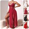 Pearl Embellished Backless Multicolor Mesh Nightgown with Side Slit - 898