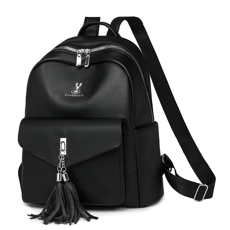 Plecak z frędzlami Plecak damski z miękkiej skóry Torba szkolna dla studenta