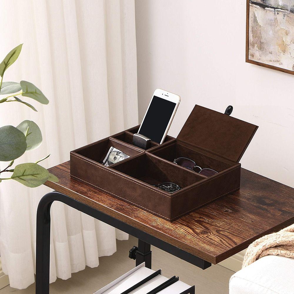 Multifunctional Desk Organizer Box PU Leather Display Storage Tray Men's Valet Tray  Jewelry