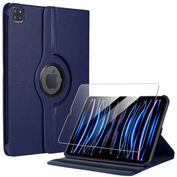 Coque + Verre Trempé - BOOLING - pour iPad Pro 11" - Etui Rotatif 360 - Bleu Marine - Protection Optimale