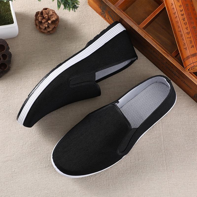 Old Beijing Cloth Shoes Men's Soft-soled Breathable Driving Work Shoes Black Rubber Sole Imitation Lasagna Single Shoes Cloth Shoes Men