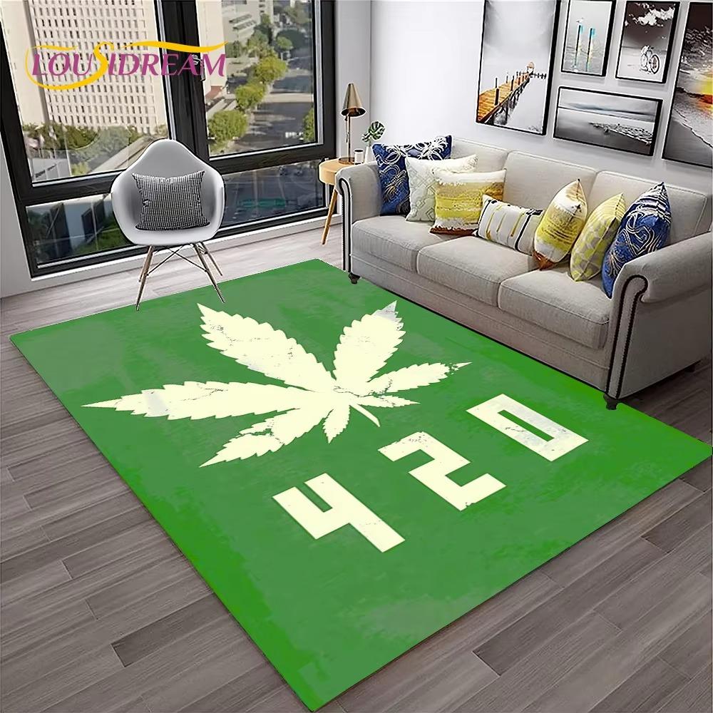 Weed Plants Maple Leaf Carpet Rug for Home Living Room Bedroom Sofa Playroom Doormat Kitchen Decor Area Rug Non-slip Floor Mat