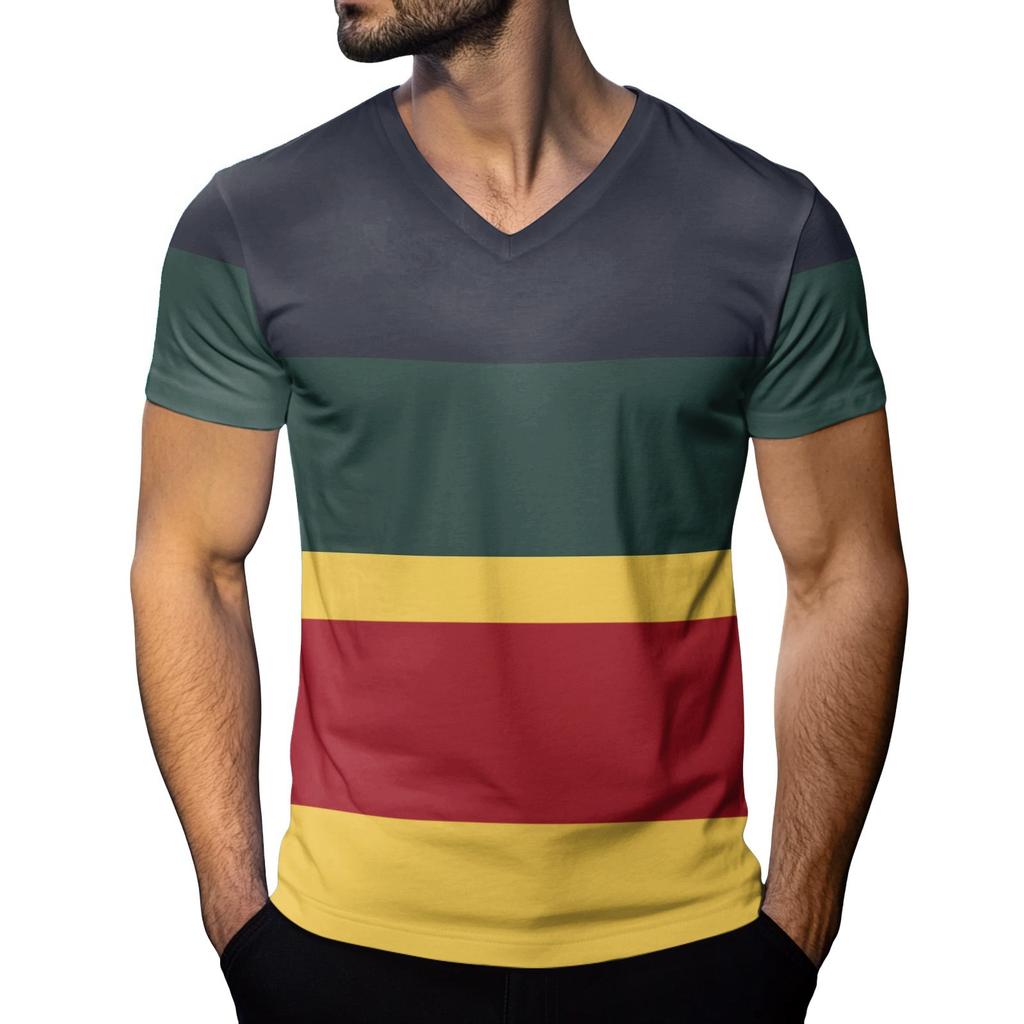 Men's Fashion Printed V-Neck Short Sleeve T-Shirt