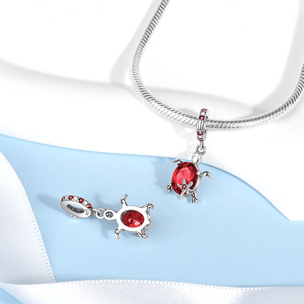Cute Turtle Crystal Pendant Ocean Style DIY Necklace Accessory with Colorful Zircon Tortoise Charm