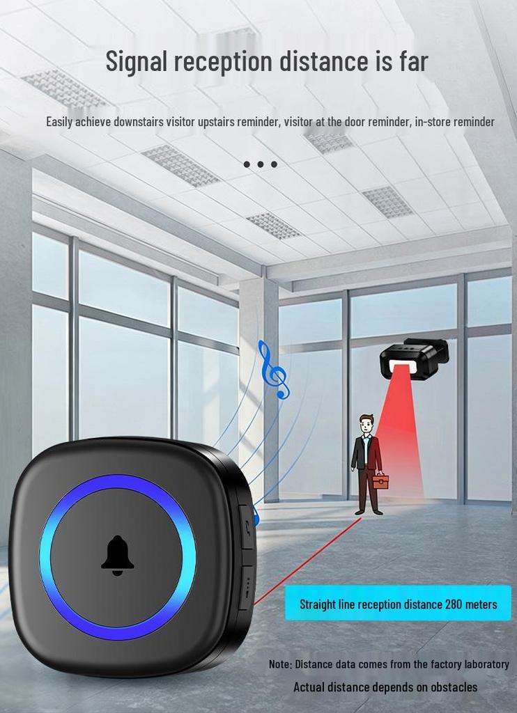 Introducing the Infrared Doorbell Long-Distance Welcomer: Split-Type Alarm with Voice Prompt for Store Entrances.