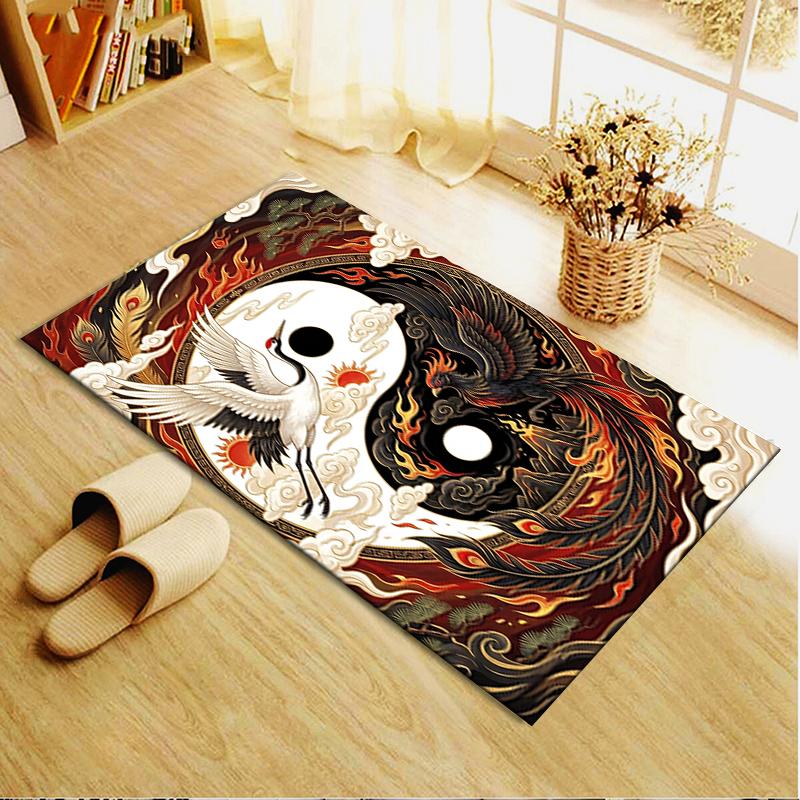 2025 New crowned Crane Carpet Rug for Living Room Bedroom Home Sofa Decoration,Kids play Non-slip Floor Mat98