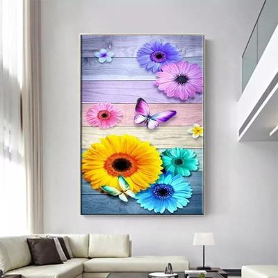 Pintura de Diamantes 5D DIY Flores Bonitas y Coloridas Set de Punto de Cruz Bordado Completo con Diamantes Mosaico Artístico Imagen de Pedrería Decoración Regalo